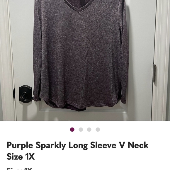 Faded Glory Metallic Purple Knit Top Long Sleeves Size 1XL - Picture 3 of 5